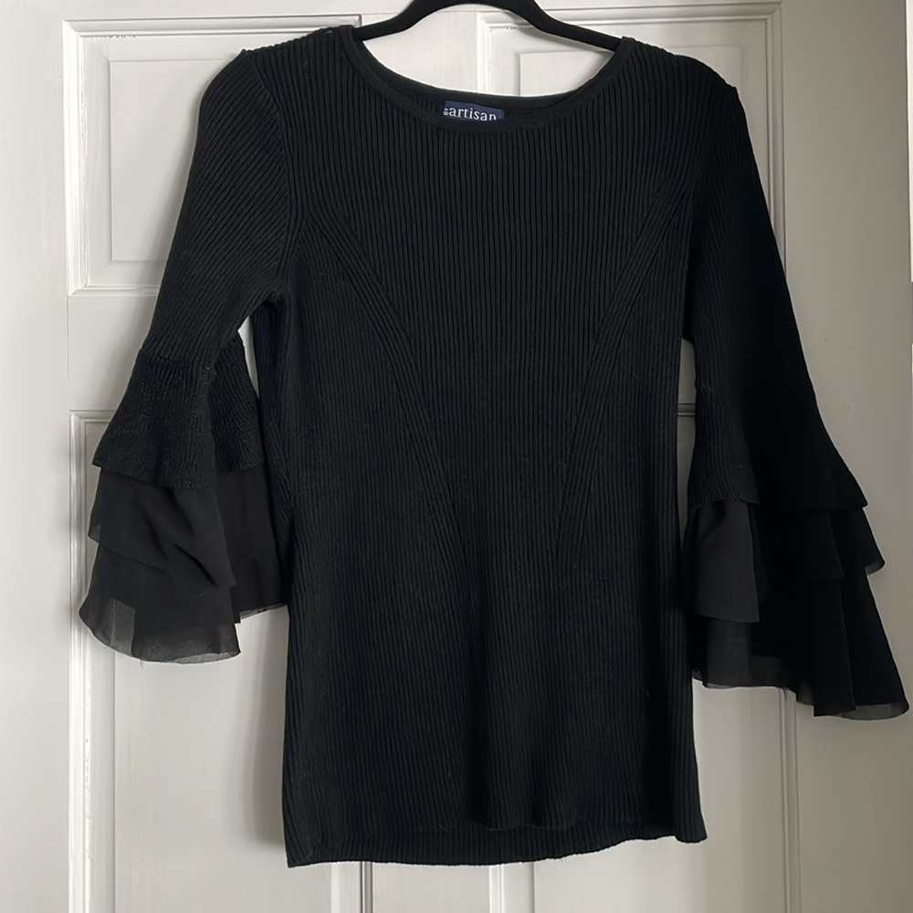 Artisan Black Ruffle Sleeve Top